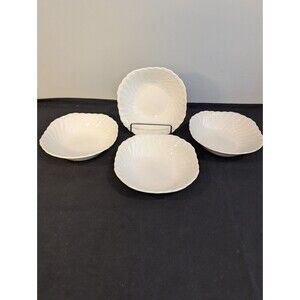 Johnson Brothers White Ironstone Swirl Rim Cereal Soup Bowls Set of 4 England
